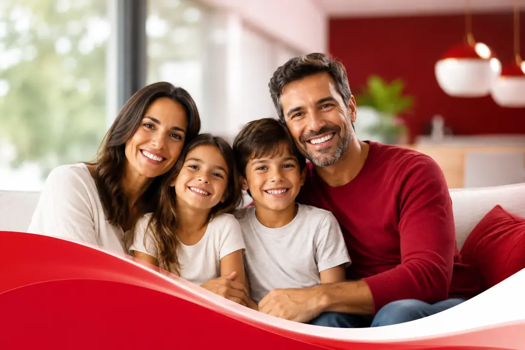 Família sorrindo representando Plano de Saúde sem Carência Bradesco Saúde com cobertura imediata.